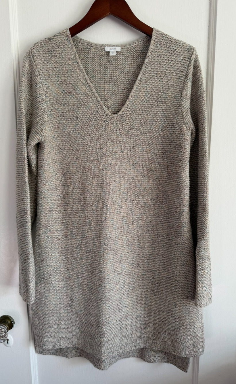 Pure Jill J Jill Sweater Tunic Womens Medium M Tall Beige Cotton Blend Knit